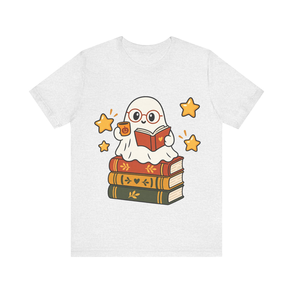 Bookworm Ghost Tee | Cute Reading Ghost with Glasses & Books Shirt