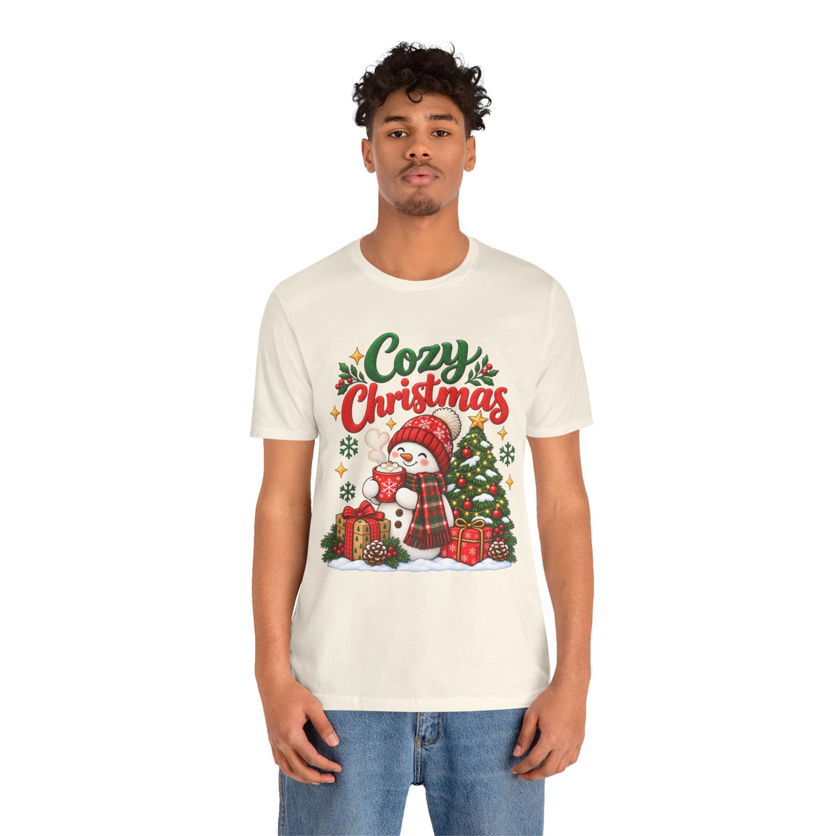 Cozy Christmas Snowman T-Shirt, Unisex Holiday Graphic Tee, Christmas Gift, S–3XL
