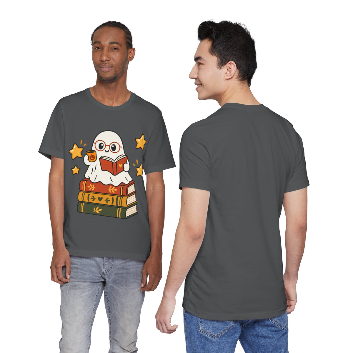 Bookworm Ghost Tee — Cute Reading Ghost with Glasses & Books Shirt