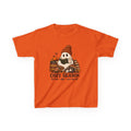 Kids Tee — "Cozy Season" Cute Ghost with Books & Pumpkin Fall Shirt