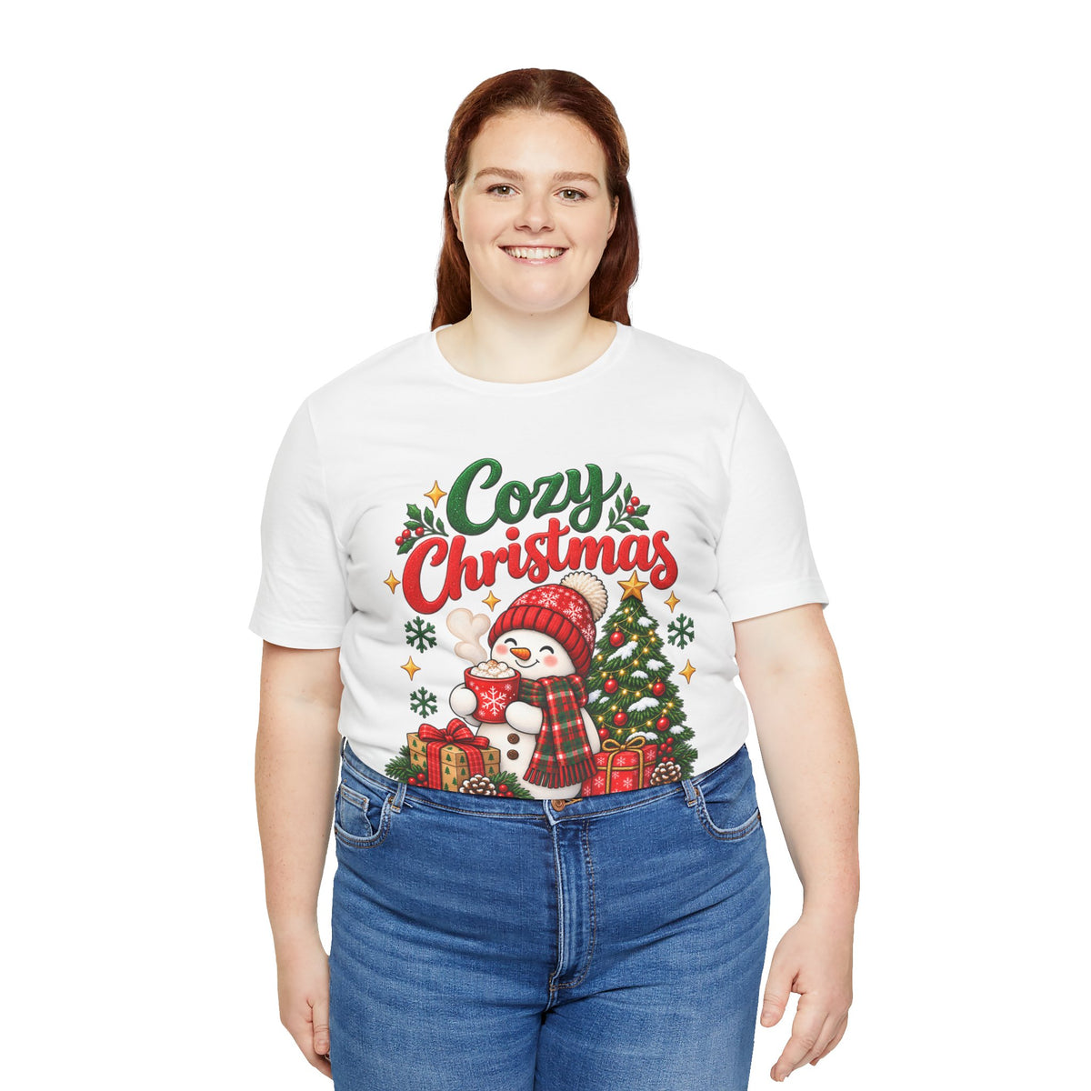 Cozy Christmas Snowman T-Shirt, Unisex Holiday Graphic Tee, Christmas Gift, S–3XL