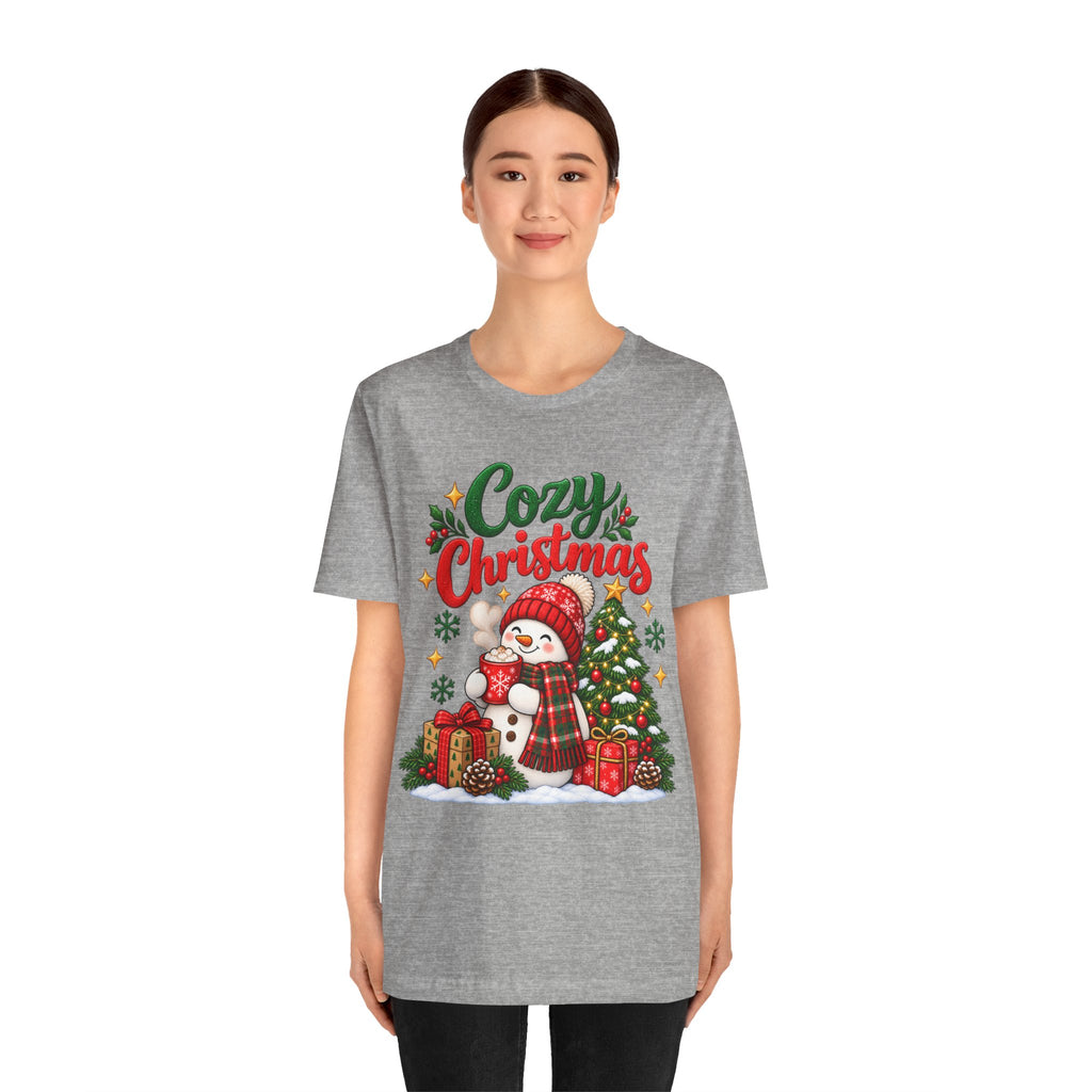 Cozy Christmas Snowman T-Shirt, Unisex Holiday Graphic Tee, Christmas Gift, S–3XL