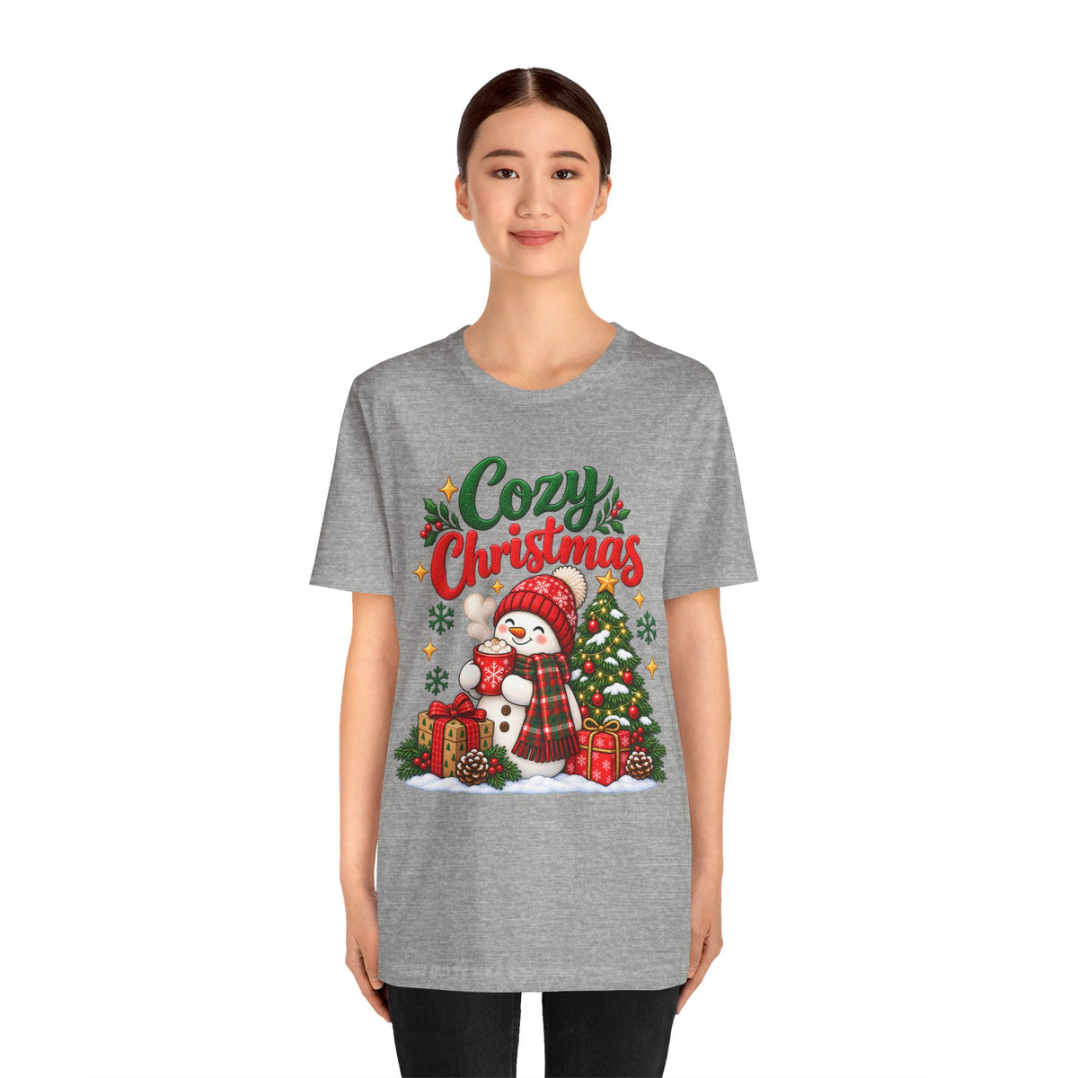 Cozy Christmas Snowman T-Shirt, Unisex Holiday Graphic Tee, Christmas Gift, S–3XL