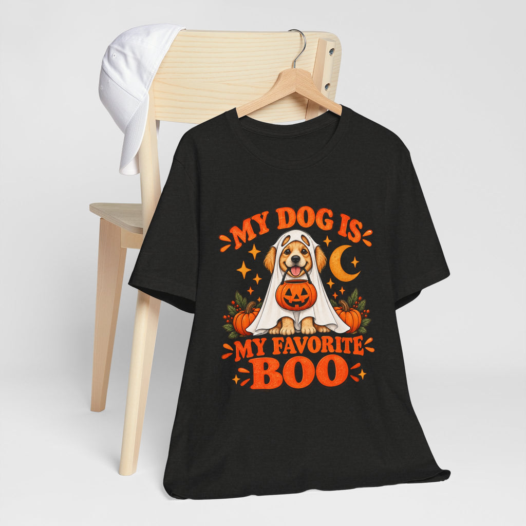 Unisex My Dog Is My Favorite Boo Shirt | Cute Ghost Dog Halloween Tee -