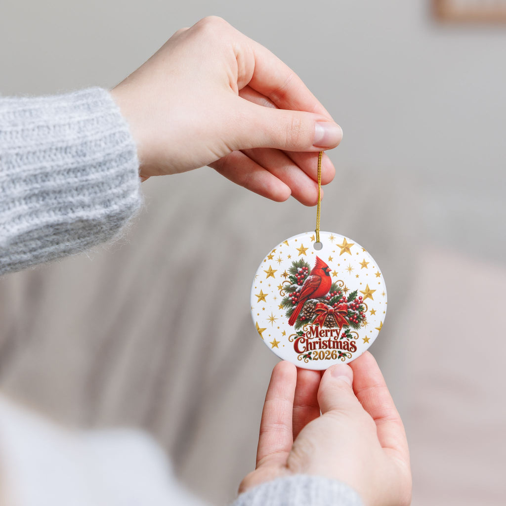 Personalized Cardinal Christmas Ornament 2026 - Premium Double-Sided Ceramic Holiday Decor