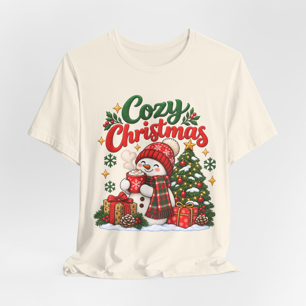 Cozy Christmas Snowman T-Shirt, Unisex Holiday Graphic Tee, Christmas Gift, S–3XL