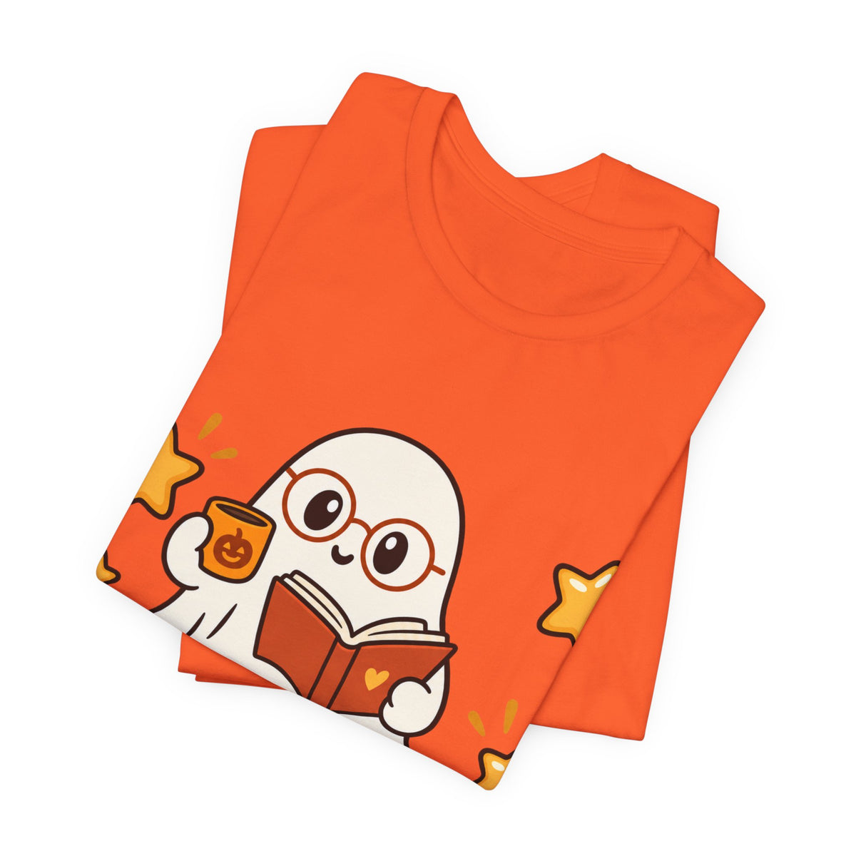 Bookworm Ghost Tee — Cute Reading Ghost with Glasses & Books Shirt