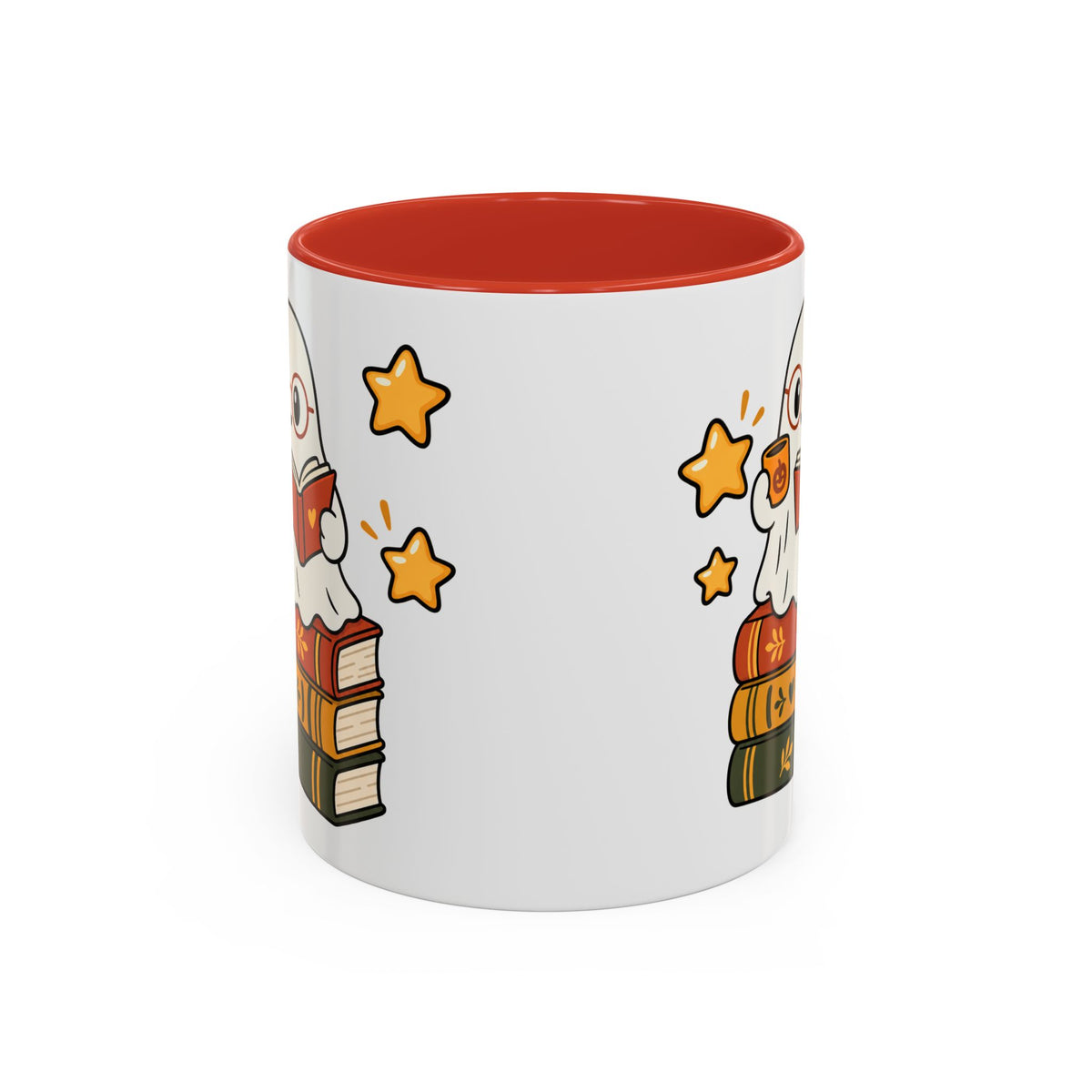 Reading Ghost Coffee Mug — Cute Halloween Book Lover Accent Mug 11oz / 15oz