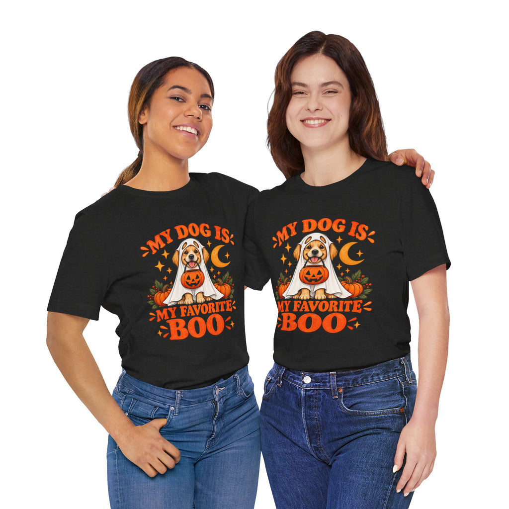 Unisex My Dog Is My Favorite Boo Shirt | Cute Ghost Dog Halloween Tee -