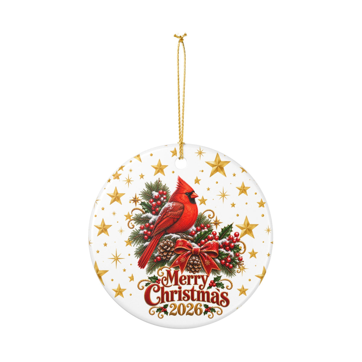 Personalized Cardinal Christmas Ornament 2026 - Premium Double-Sided Ceramic Holiday Decor