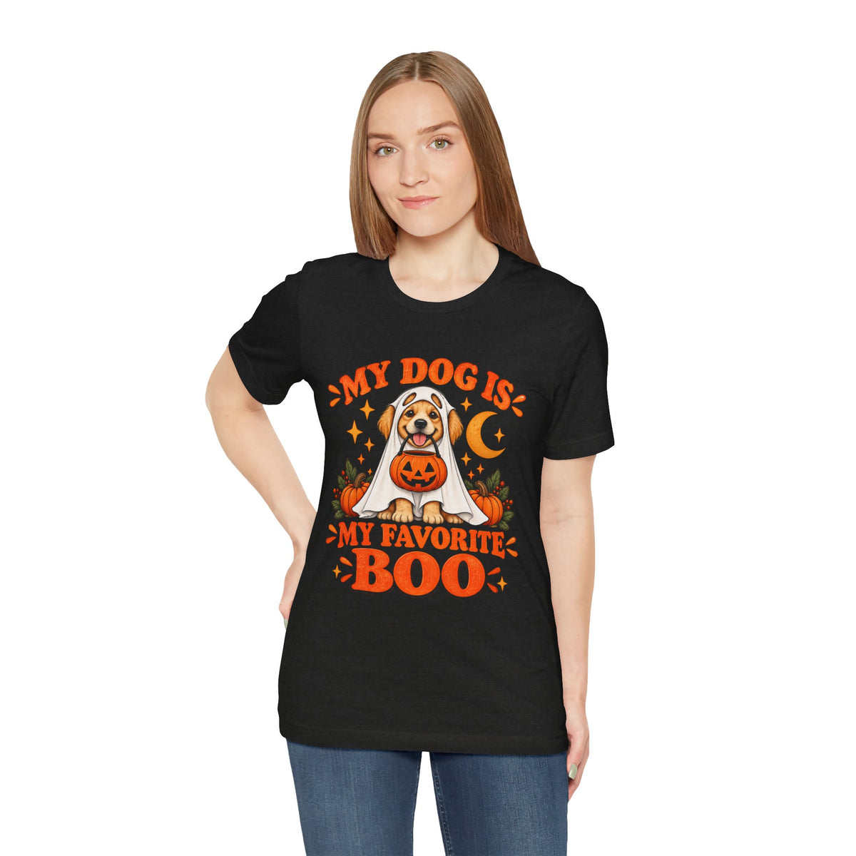 Unisex My Dog Is My Favorite Boo Shirt | Cute Ghost Dog Halloween Tee -