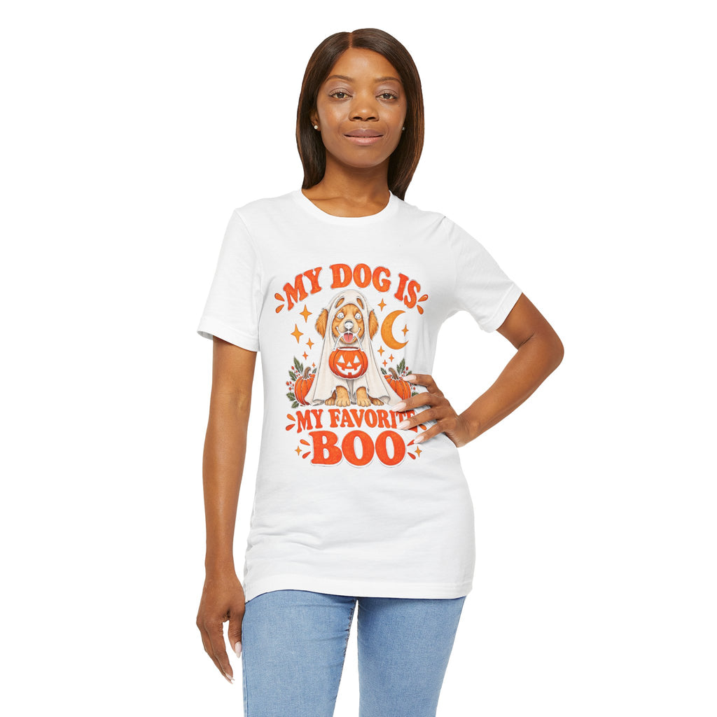 Unisex My Dog Is My Favorite Boo Shirt | Cute Ghost Dog Halloween Tee -