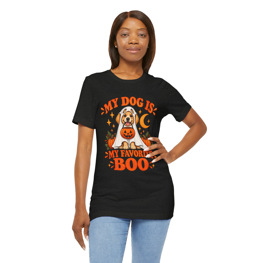 Unisex My Dog Is My Favorite Boo Shirt | Cute Ghost Dog Halloween Tee -