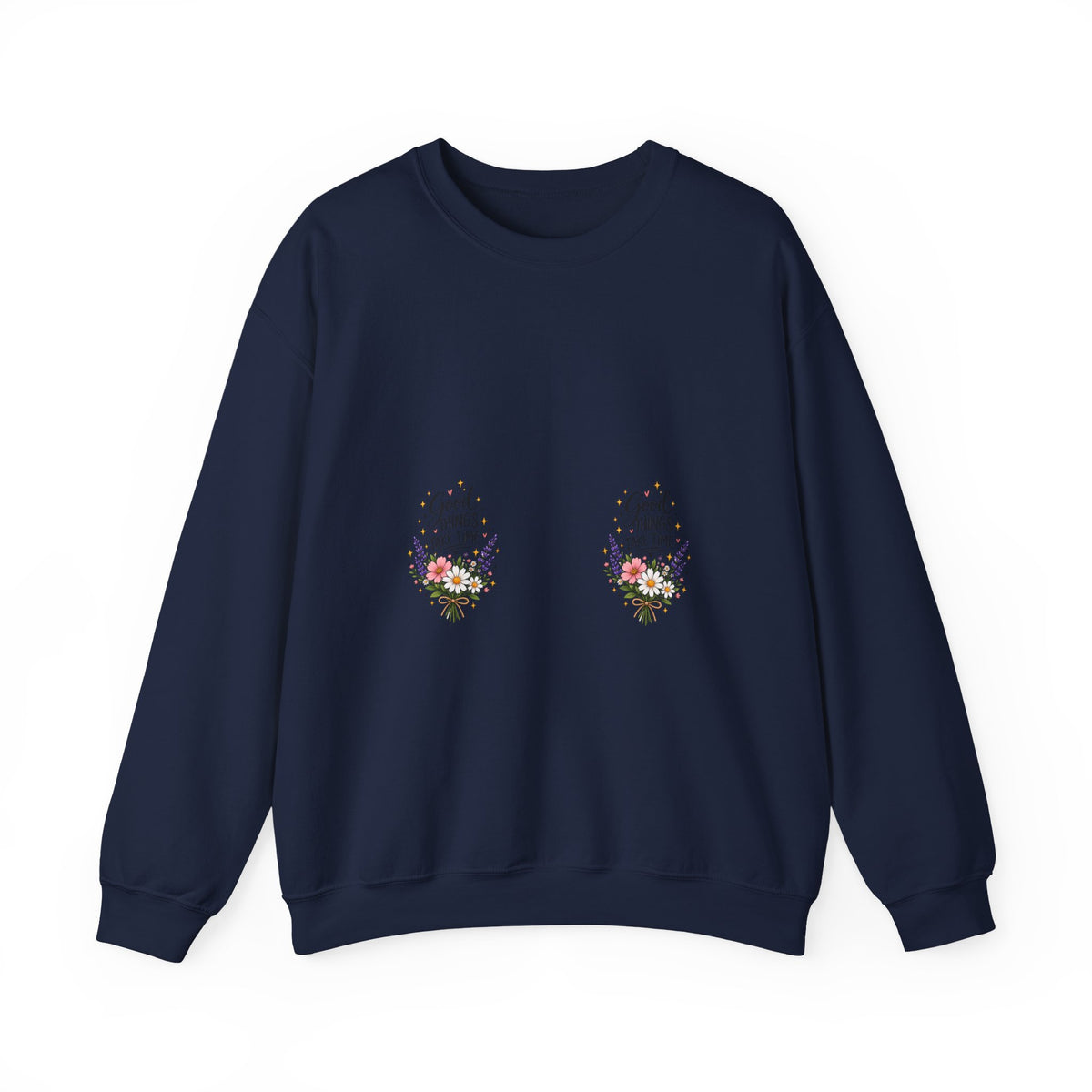 Good Vibes Floral Inspirational Crewneck Sweatshirt