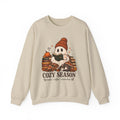 Cozy Season Sweatshirt — Cute Ghost with Books, Coffee & Warm Vibes