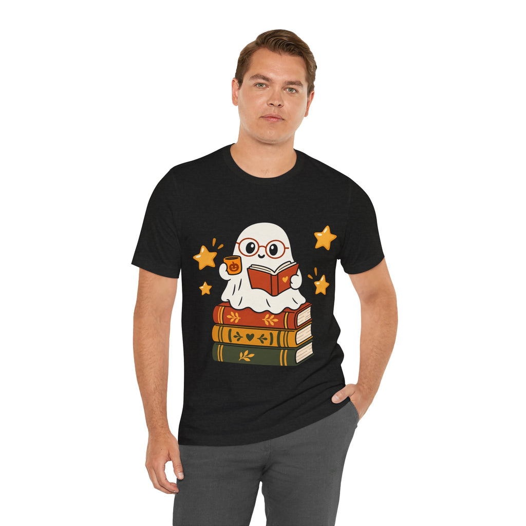 Bookworm Ghost Tee | Cute Reading Ghost with Glasses & Books Shirt