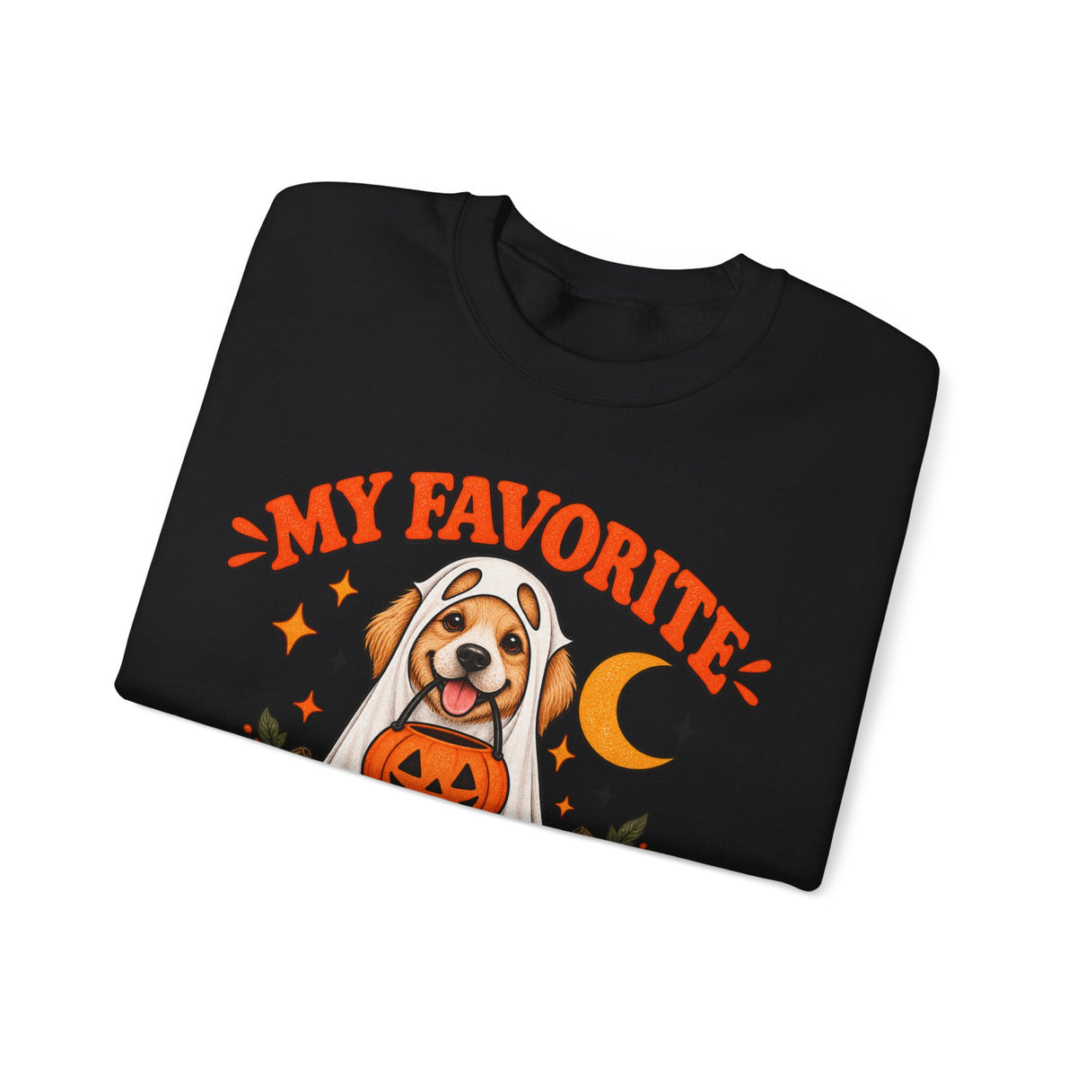 Get into the cozy, spooky spirit with our 'My Dog Is My Favorite Boo' Crewneck Sweatshirt!