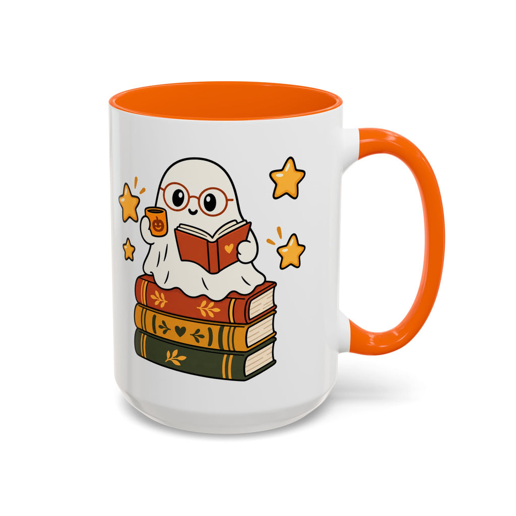 Reading Ghost Coffee Mug — Cute Halloween Book Lover Accent Mug 11oz / 15oz