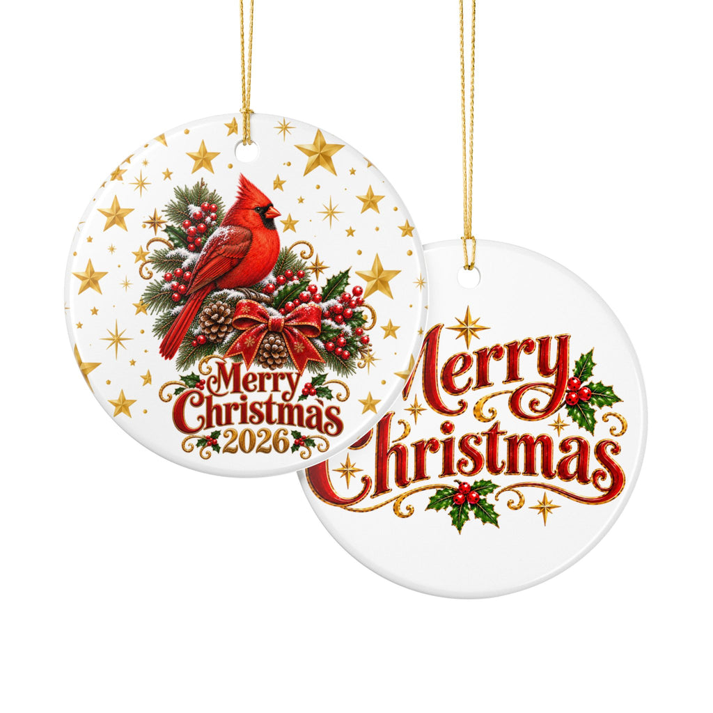 Personalized Cardinal Christmas Ornament 2026 - Premium Double-Sided Ceramic Holiday Decor