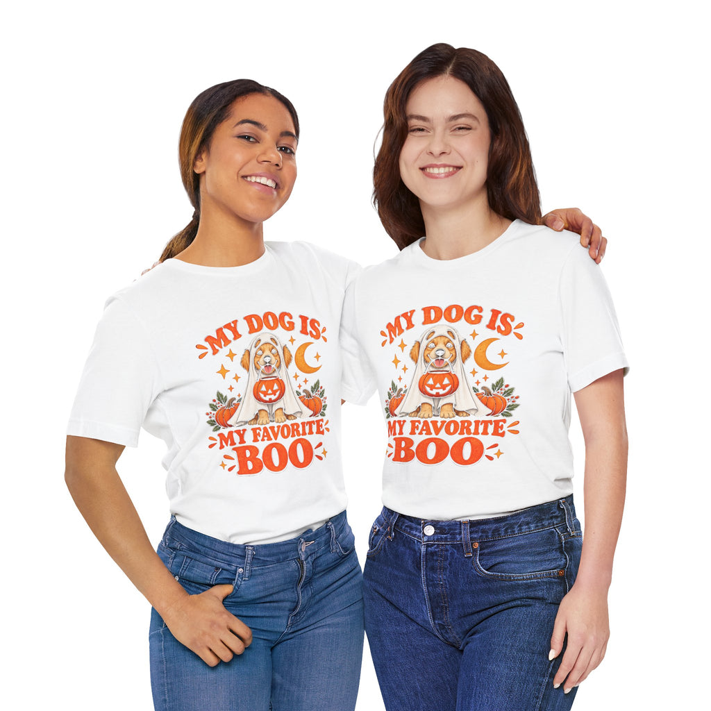 Unisex My Dog Is My Favorite Boo Shirt | Cute Ghost Dog Halloween Tee -