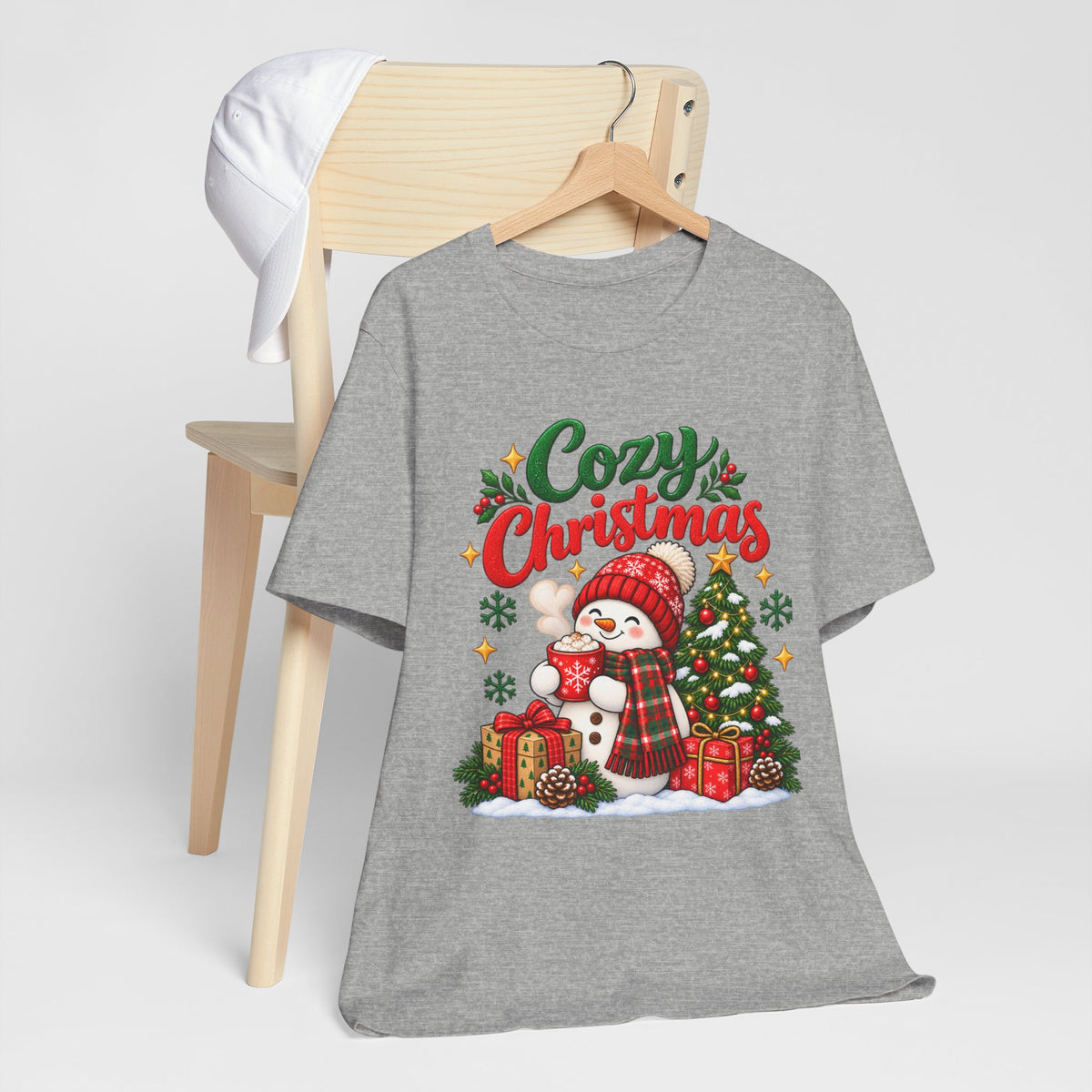 Cozy Christmas Snowman T-Shirt, Unisex Holiday Graphic Tee, Christmas Gift, S–3XL