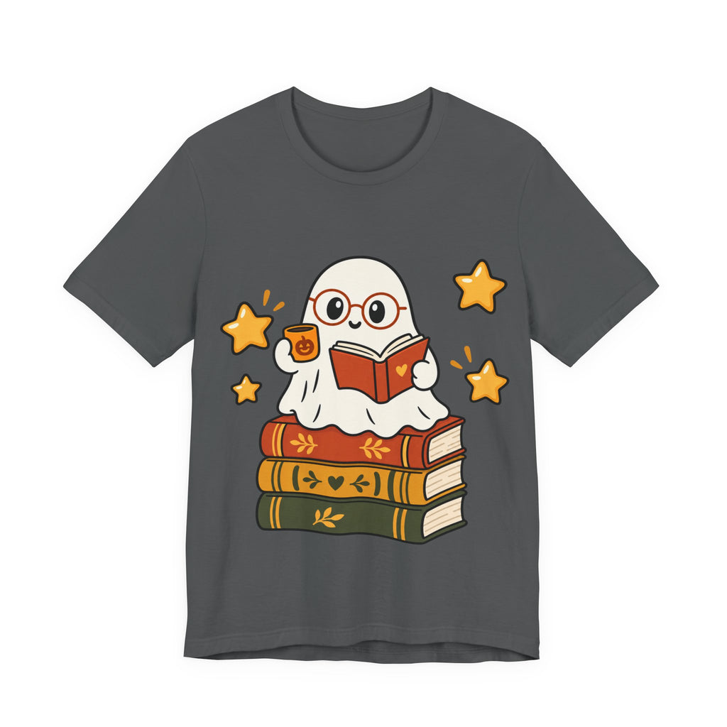 Bookworm Ghost Tee — Cute Reading Ghost with Glasses & Books Shirt