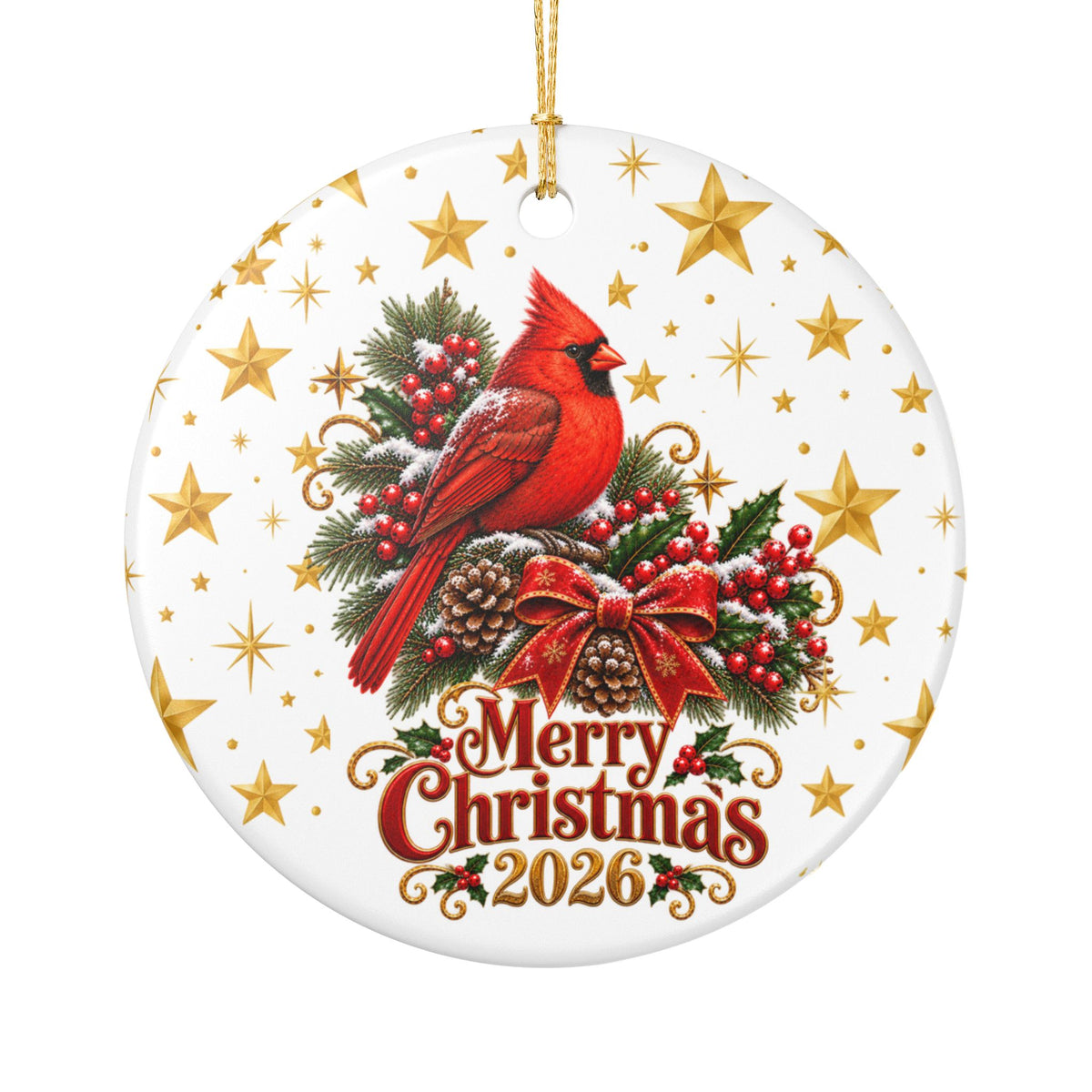 Personalized Cardinal Christmas Ornament 2026 - Premium Double-Sided Ceramic Holiday Decor