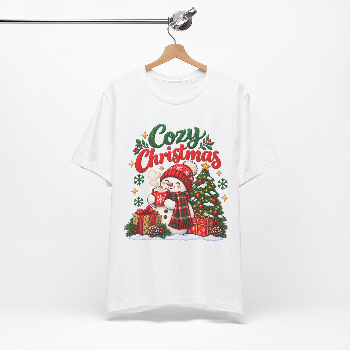 Cozy Christmas Snowman T-Shirt, Unisex Holiday Graphic Tee, Christmas Gift, S–3XL