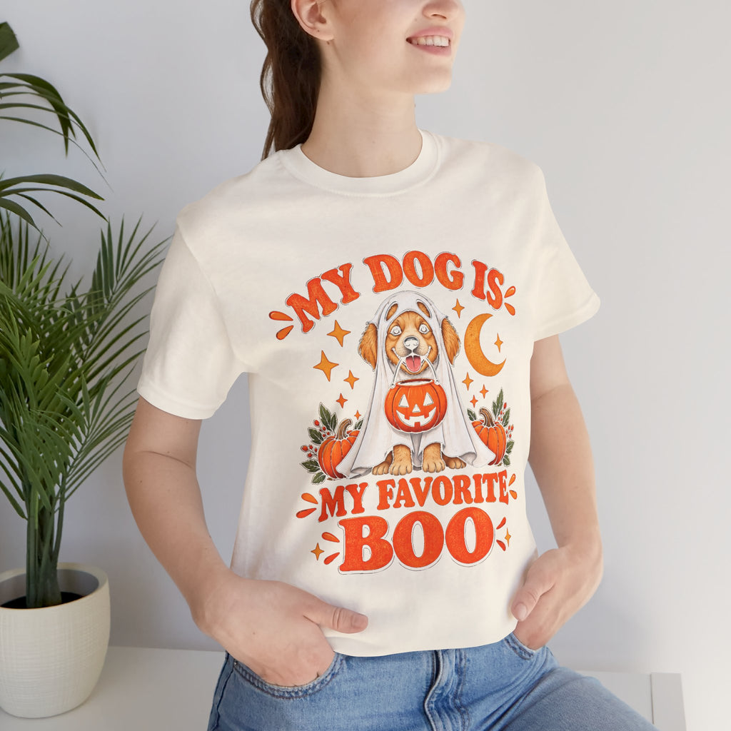 Unisex My Dog Is My Favorite Boo Shirt | Cute Ghost Dog Halloween Tee -