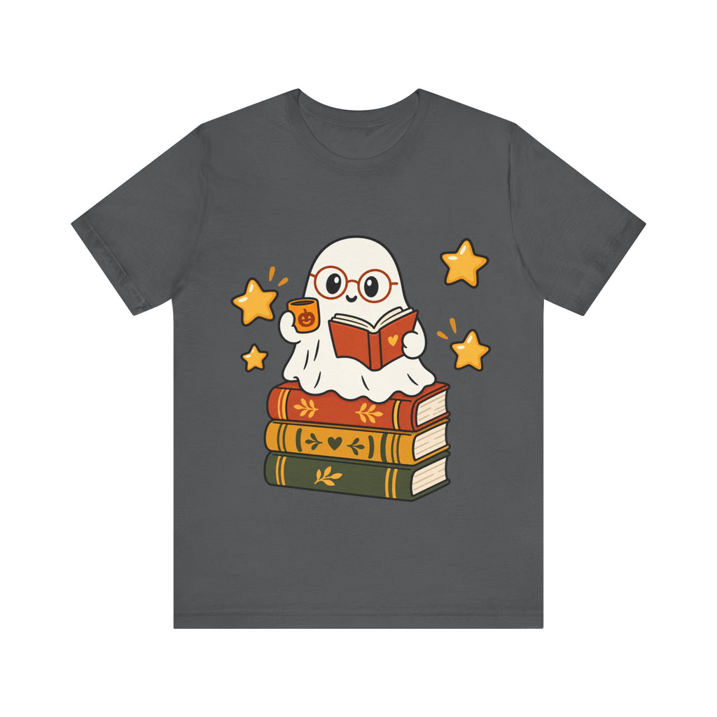 Bookworm Ghost Tee — Cute Reading Ghost with Glasses & Books Shirt