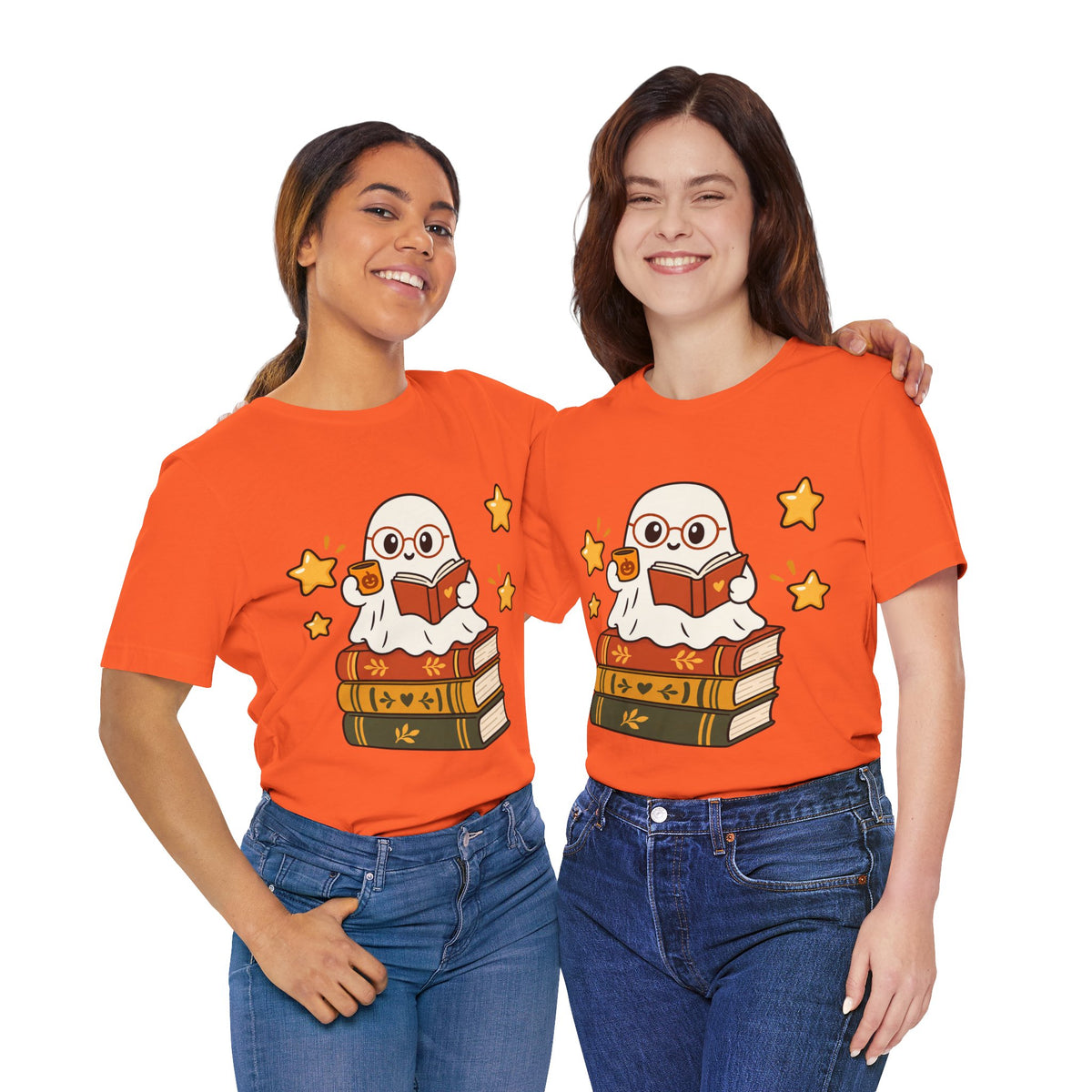 Bookworm Ghost Tee | Cute Reading Ghost with Glasses & Books Shirt