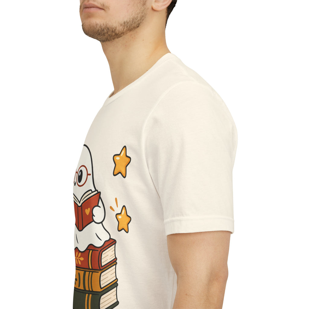 Bookworm Ghost Tee — Cute Reading Ghost with Glasses & Books Shirt