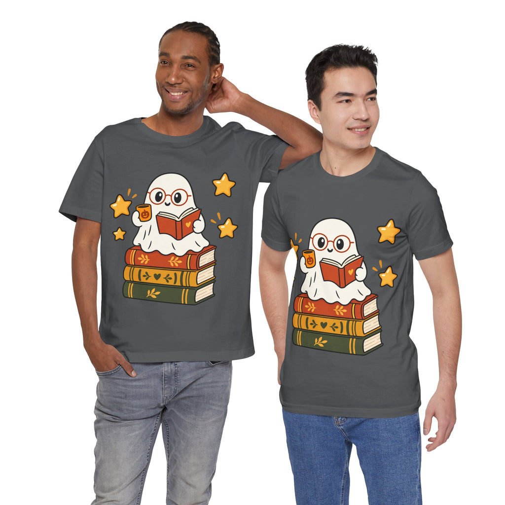 Bookworm Ghost Tee — Cute Reading Ghost with Glasses & Books Shirt
