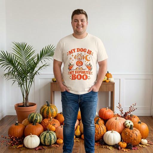 Unisex My Dog Is My Favorite Boo Shirt | Cute Ghost Dog Halloween Tee -
