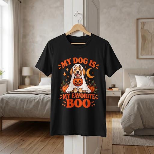 Unisex My Dog Is My Favorite Boo Shirt | Cute Ghost Dog Halloween Tee -
