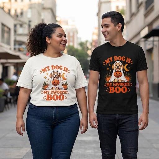 Unisex My Dog Is My Favorite Boo Shirt | Cute Ghost Dog Halloween Tee -