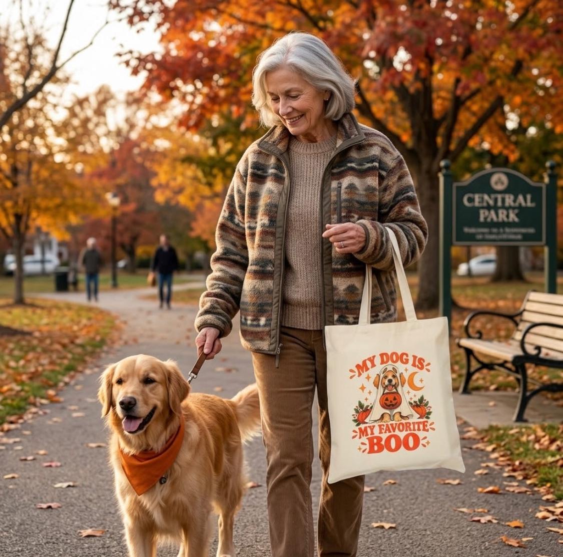 My Dog Is My Favorite Boo Tote Bag | Halloween Ghost Dog Canvas Purse - FREE SHIPPING