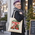 Cozy Christmas Snowman Tote Bag, Christmas Canvas Shopping Bag, Holiday Gift