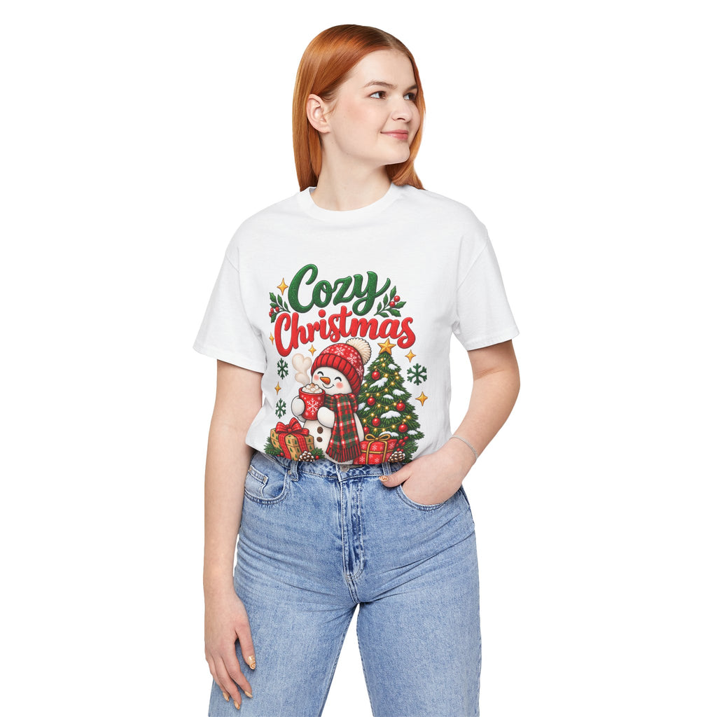 Cozy Christmas Snowman T-Shirt, Unisex Holiday Graphic Tee, Christmas Gift, S–3XL
