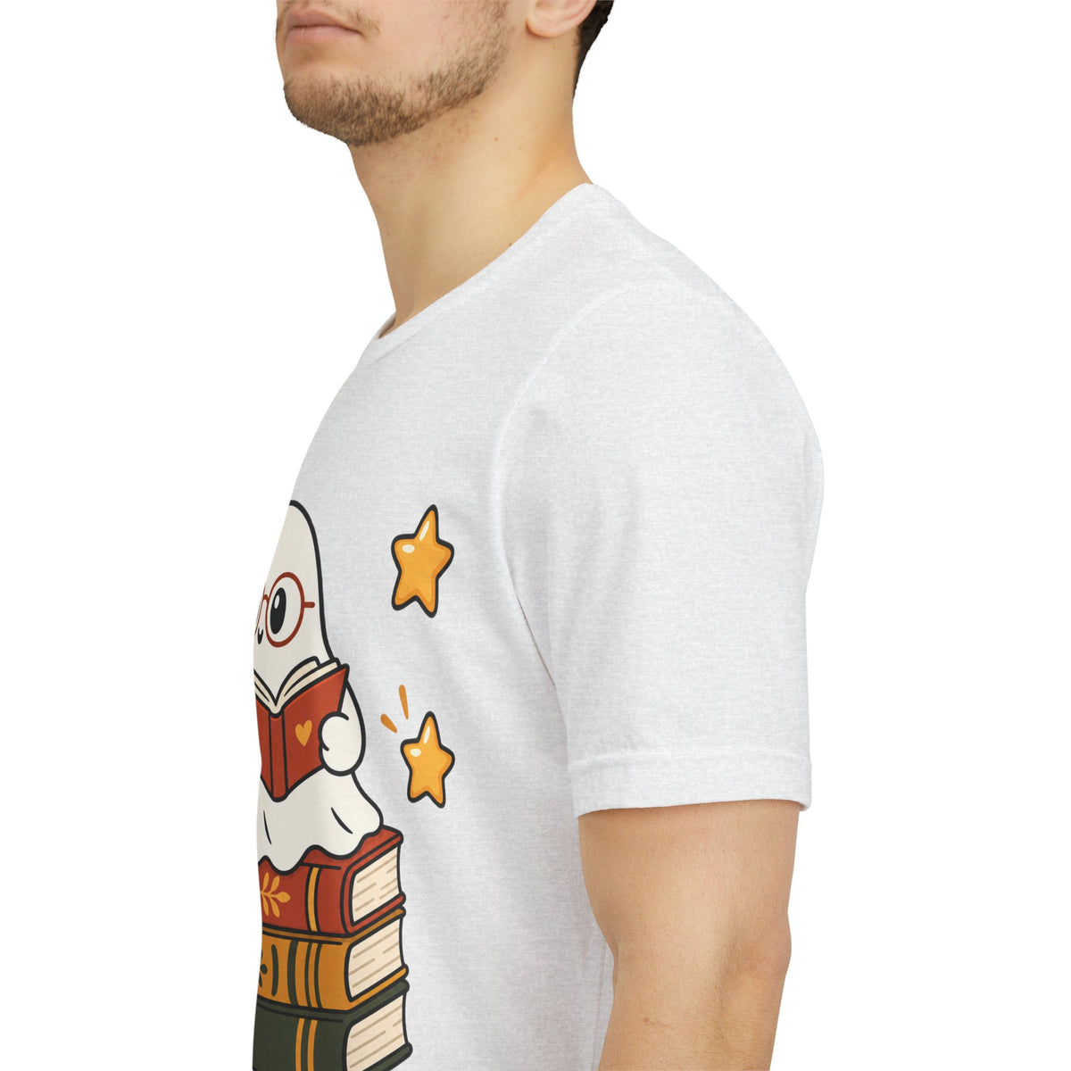 Bookworm Ghost Tee | Cute Reading Ghost with Glasses & Books Shirt
