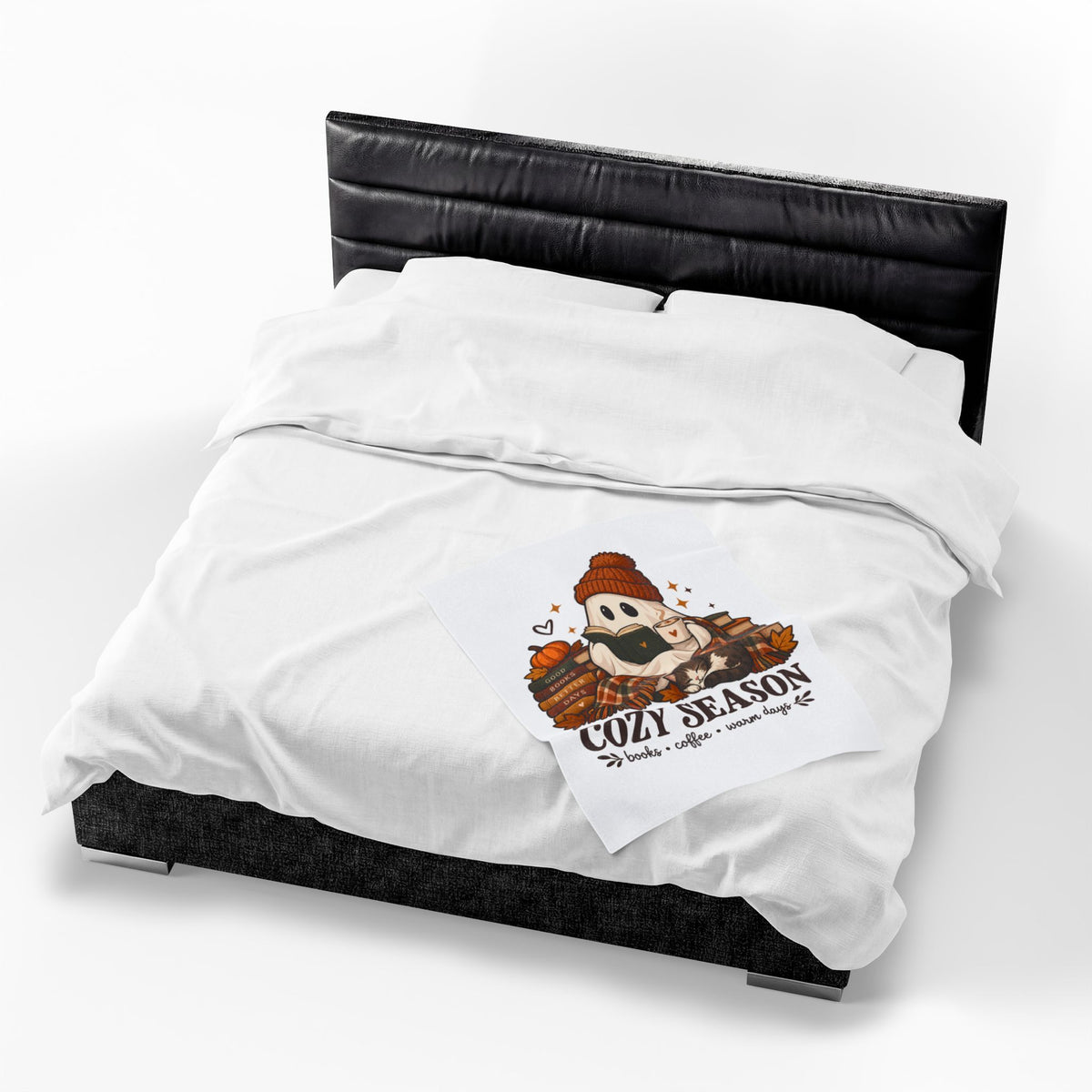 Cozy Season Ghost Blanket - Cute Fall Book Lover Gift