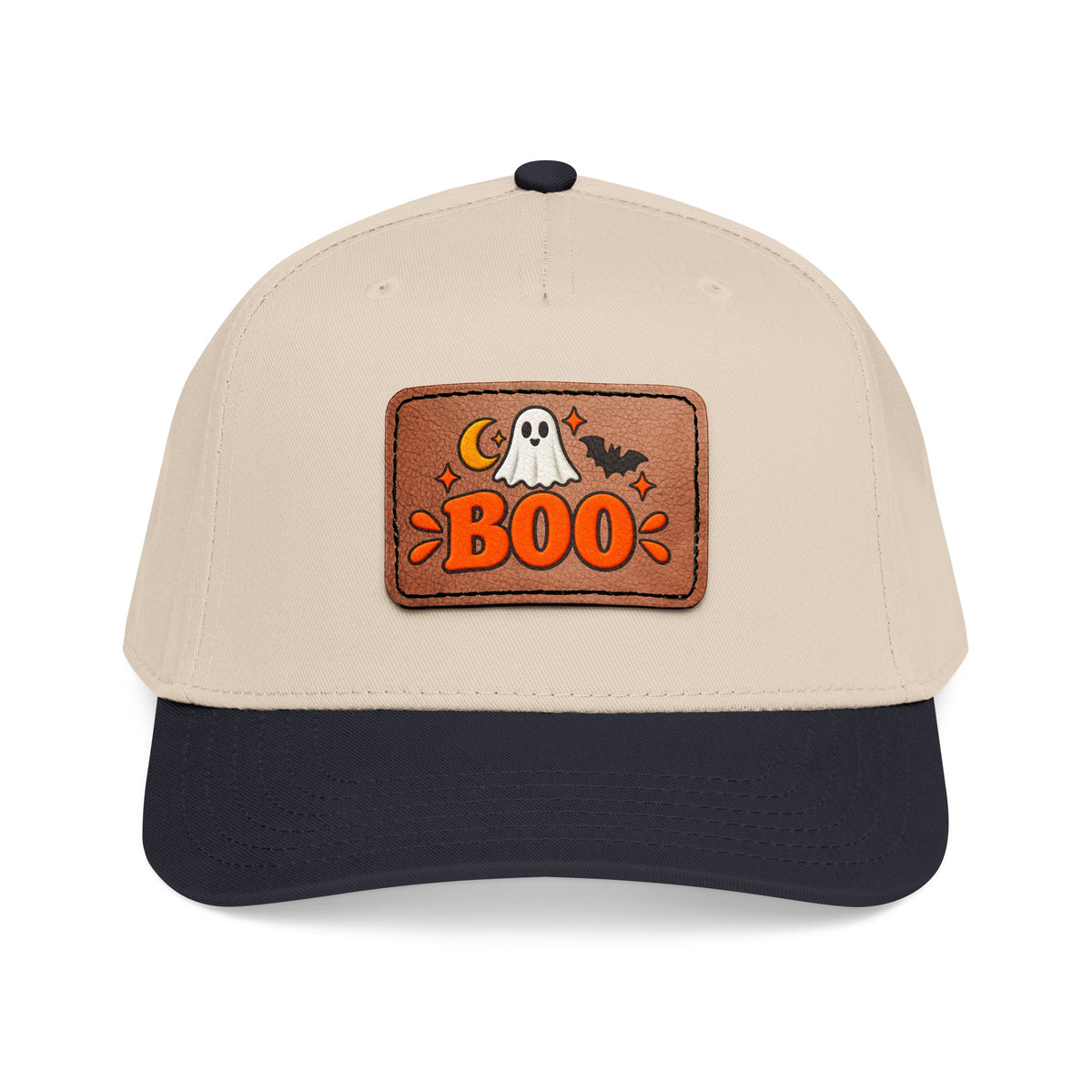 Cute Ghost 'BOO' Leather Patch Baseball Cap - Halloween Aesthetic