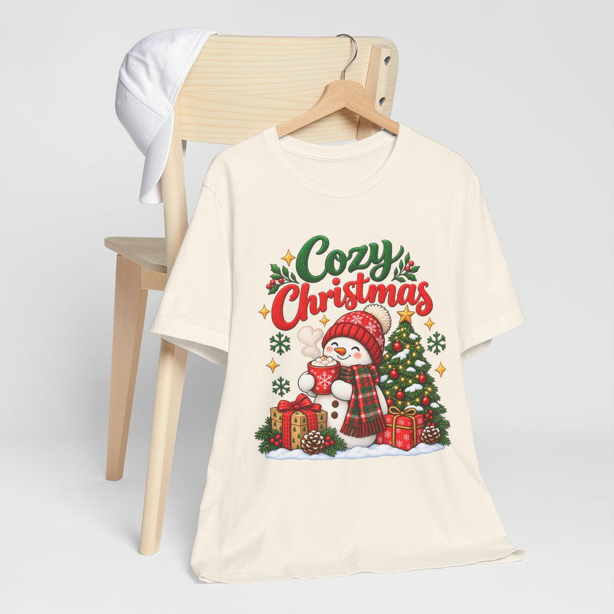 Cozy Christmas Snowman T-Shirt, Unisex Holiday Graphic Tee, Christmas Gift, S–3XL