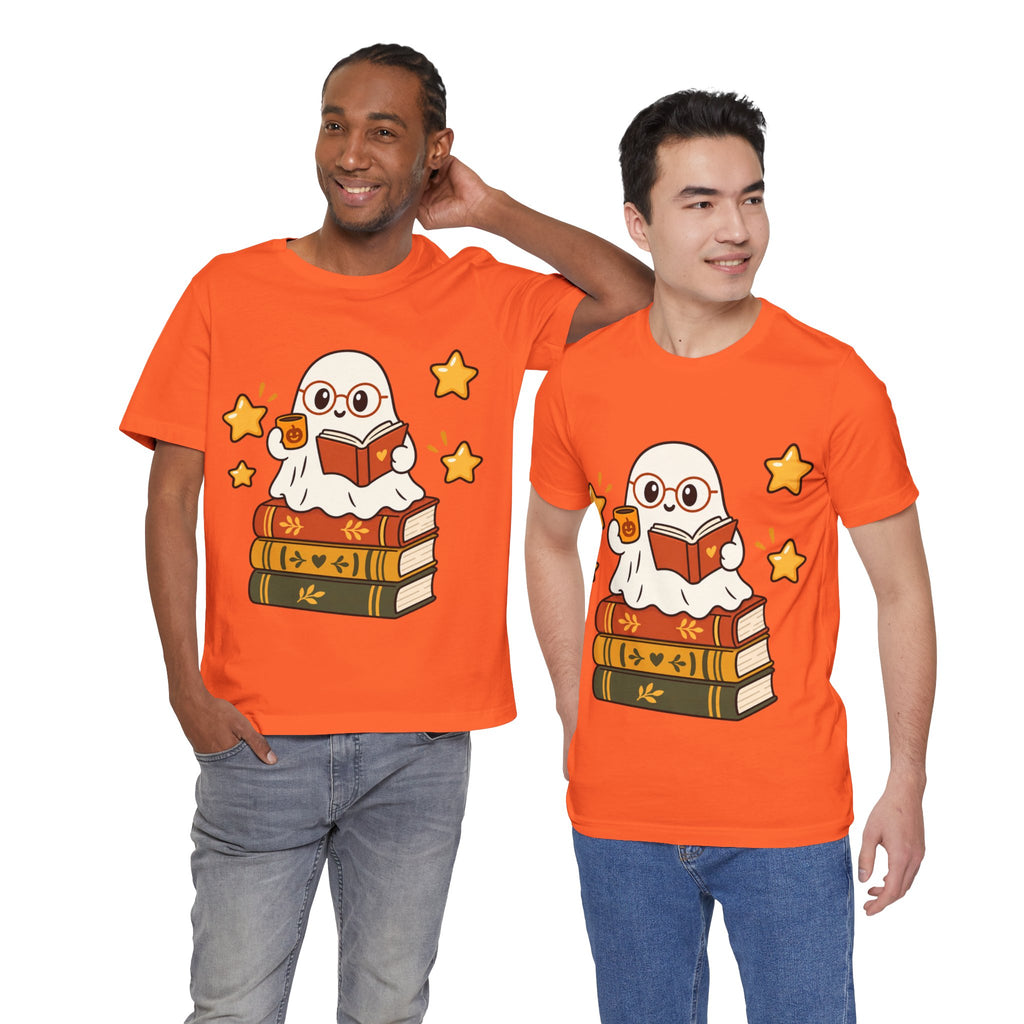 Bookworm Ghost Tee | Cute Reading Ghost with Glasses & Books Shirt