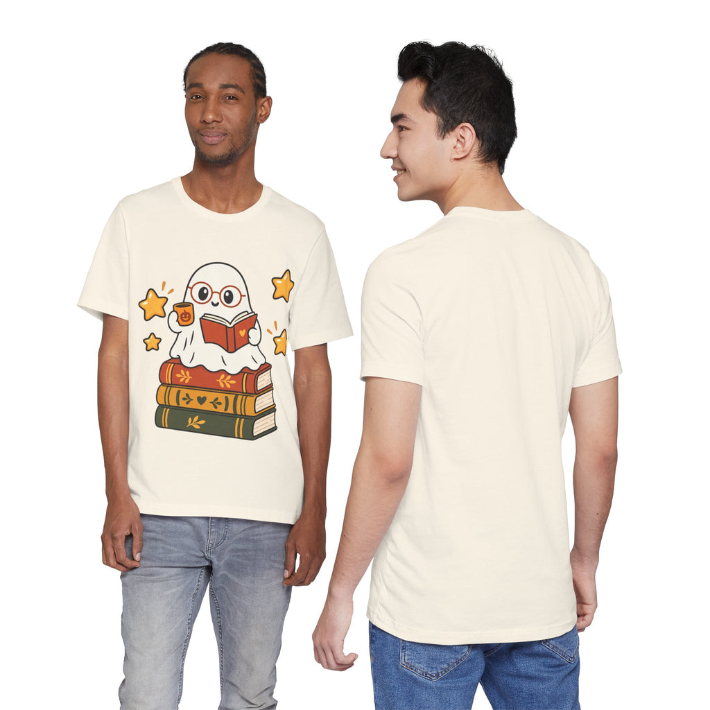 Bookworm Ghost Tee | Cute Reading Ghost with Glasses & Books Shirt