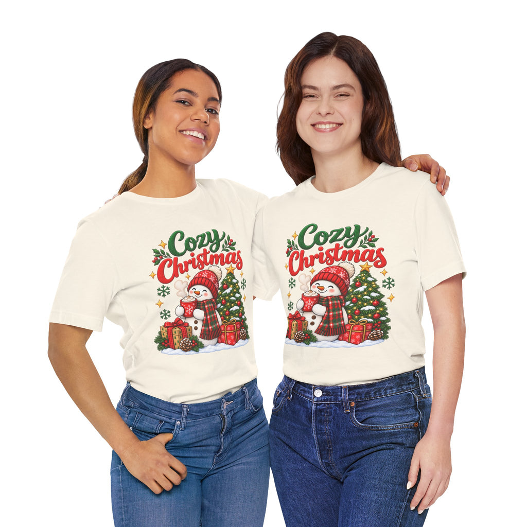 Cozy Christmas Snowman T-Shirt, Unisex Holiday Graphic Tee, Christmas Gift, S–3XL