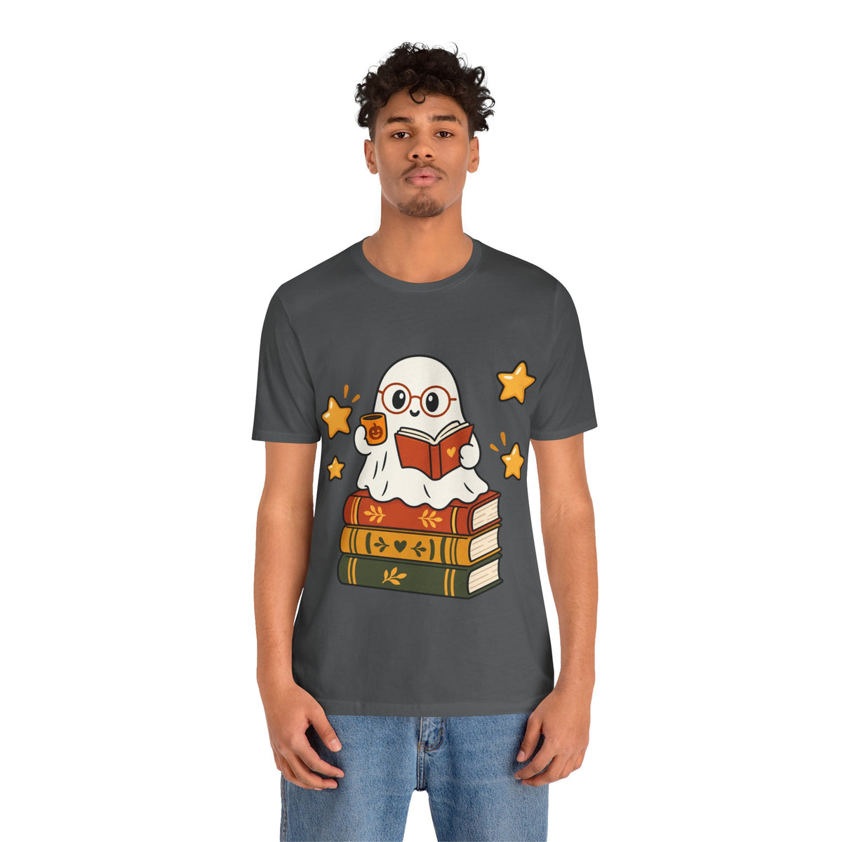 Bookworm Ghost Tee — Cute Reading Ghost with Glasses & Books Shirt