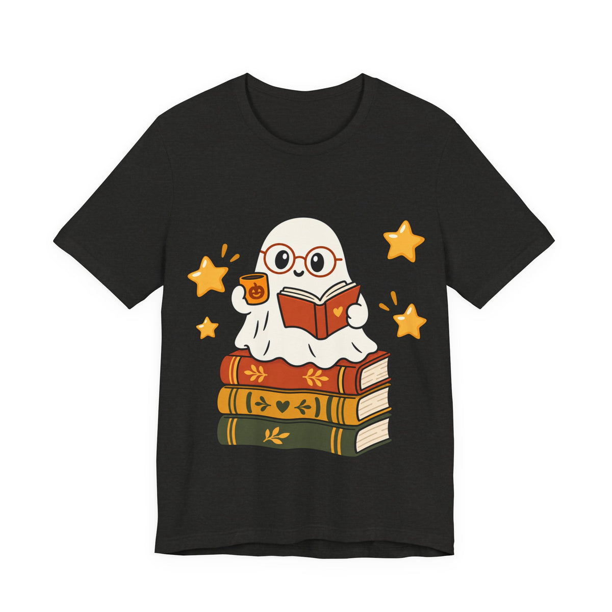Bookworm Ghost Tee — Cute Reading Ghost with Glasses & Books Shirt