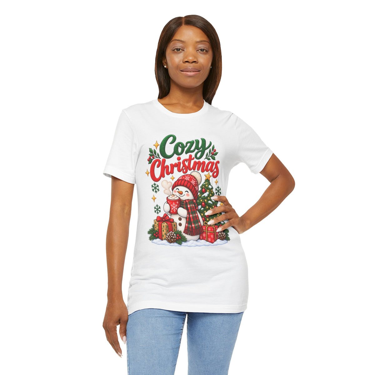 Cozy Christmas Snowman T-Shirt, Unisex Holiday Graphic Tee, Christmas Gift, S–3XL