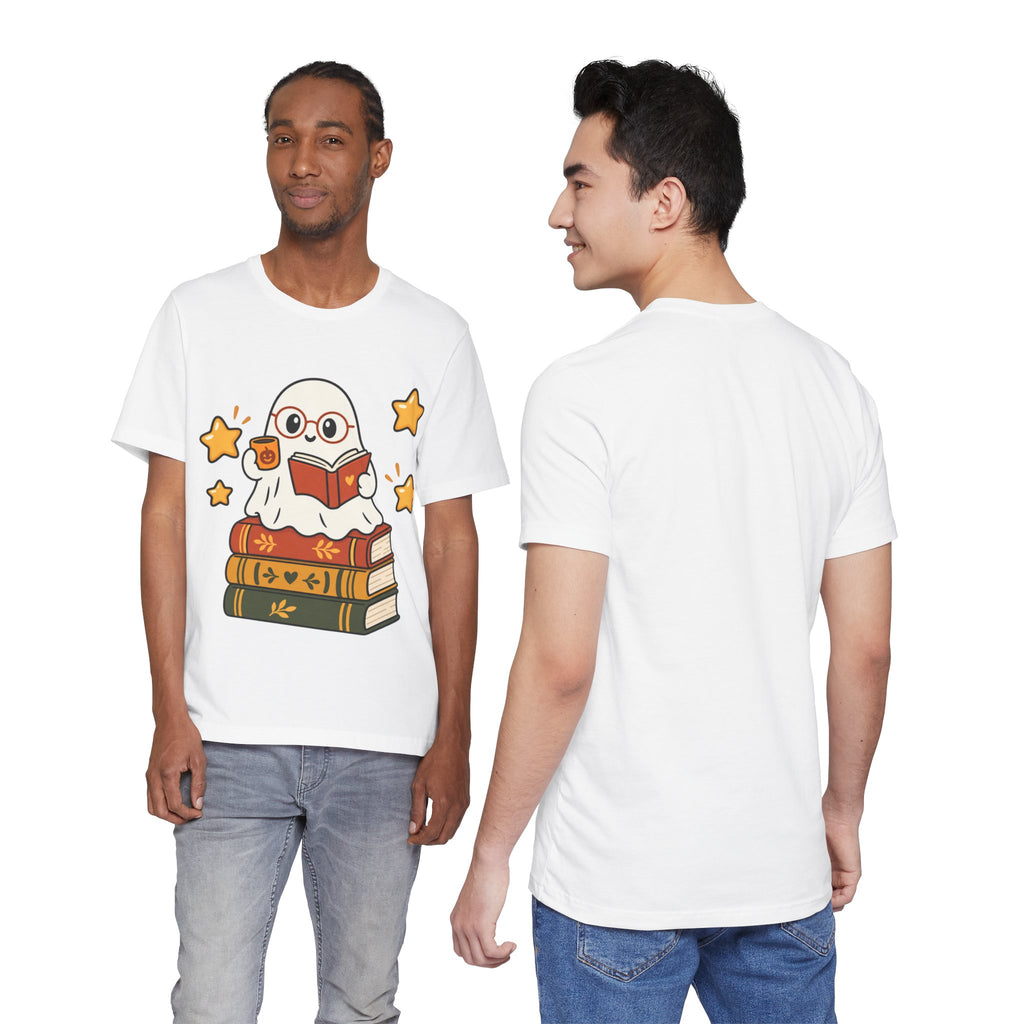 Bookworm Ghost Tee | Cute Reading Ghost with Glasses & Books Shirt